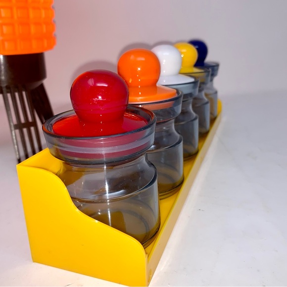 v i n t a g e :: Bright Midcentury 5 Storage Jar Set Shelf Apothecary Bath - Picture 11 of 14